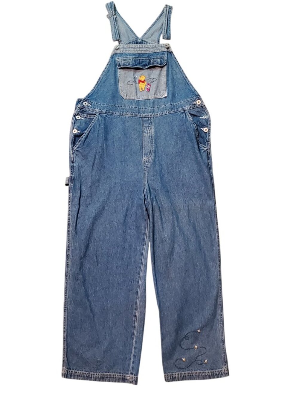 Vintage Winnie the Pooh Disney Womens Denim Piglet Overalls - Size 16